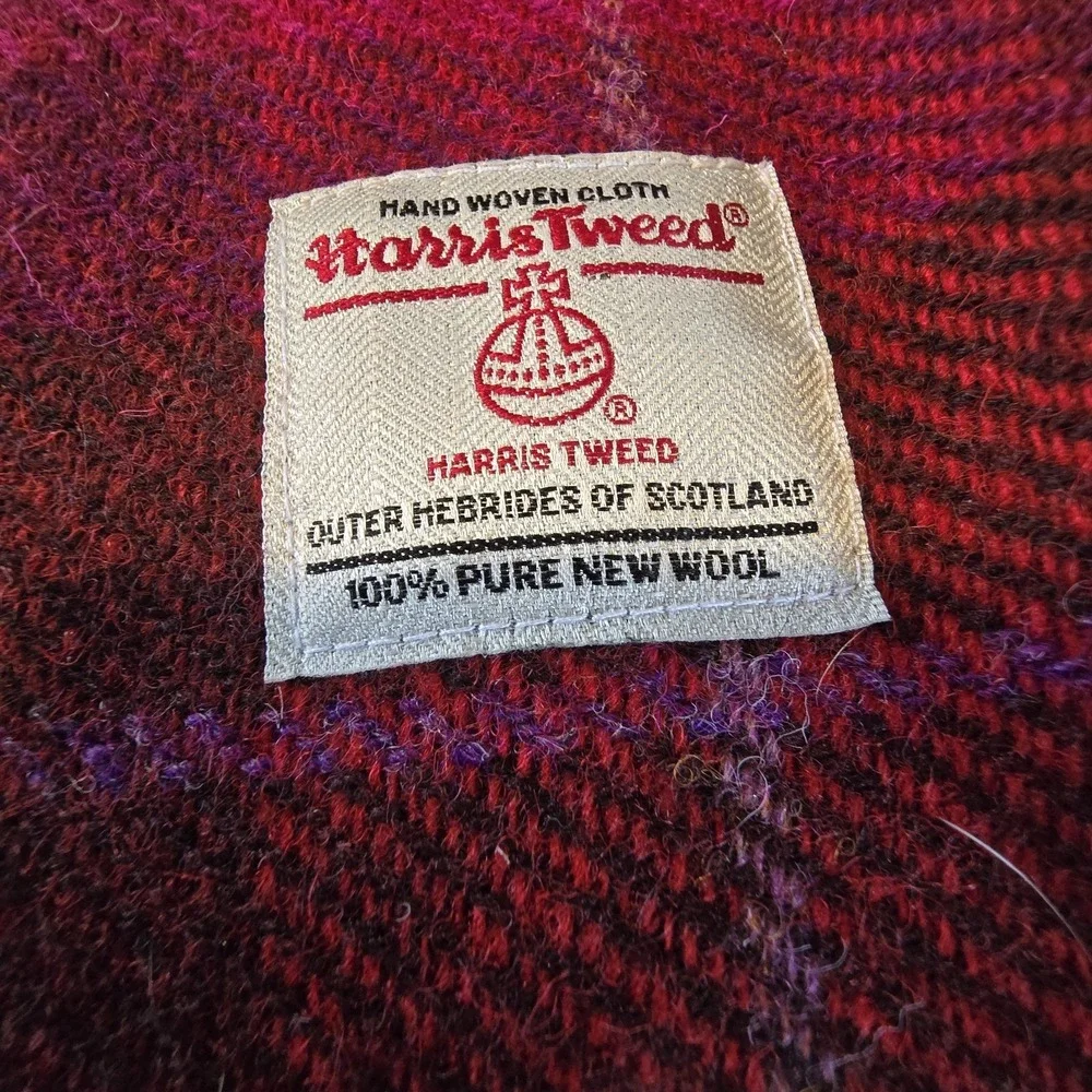 Eliz Scott Harris Tweed‎ Dog Coat Plaid Size 4 LG Magenta Deep Pink Red Scotland